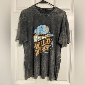 T21a- ZUTTER Black-Gray Acid Wash WILD WEST T-Shirt
